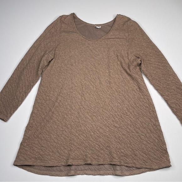 JJill Top Tunic Long Sleeve Tan Neutral Minimalist Lagenlook Office Career Brown - Picture 1 of 14